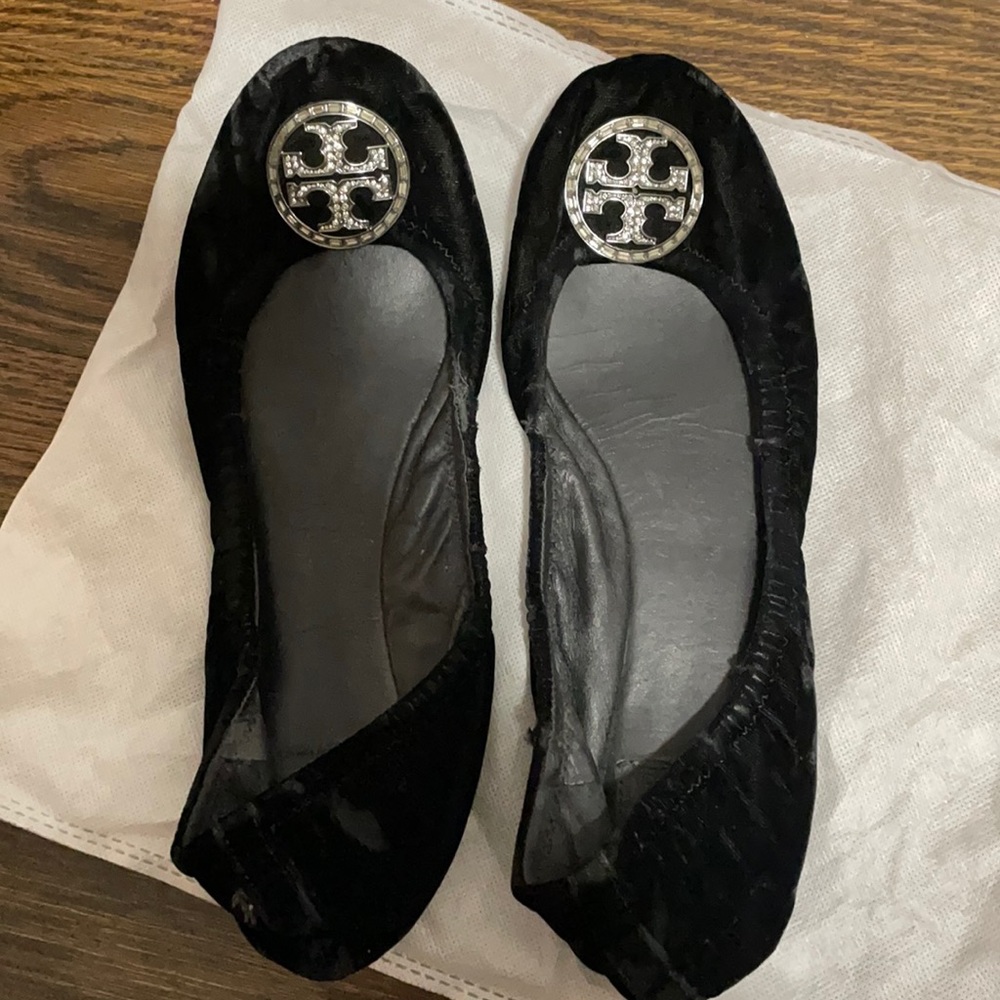 Black velvet Tory Burch flats